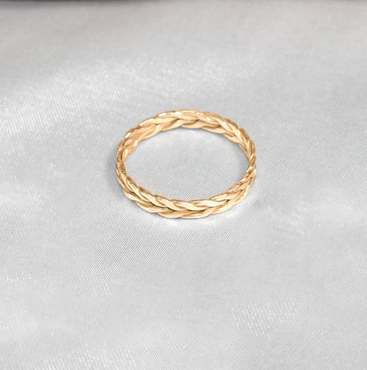Herring Bone Band I | Handmade 10k Yellow Gold Women's Wedding Band