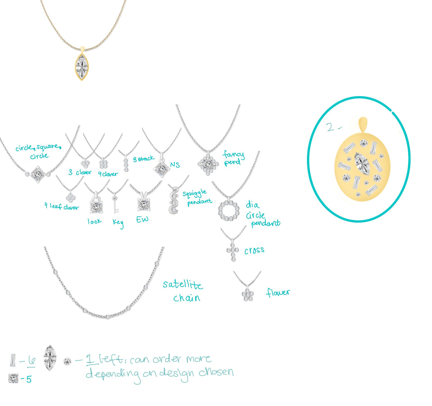 Hannah’s Custom Creation / Assortment of Custom Pendants & Bracelet In Sterling Silver, Yellow, & White gold. First Half Payment Listing