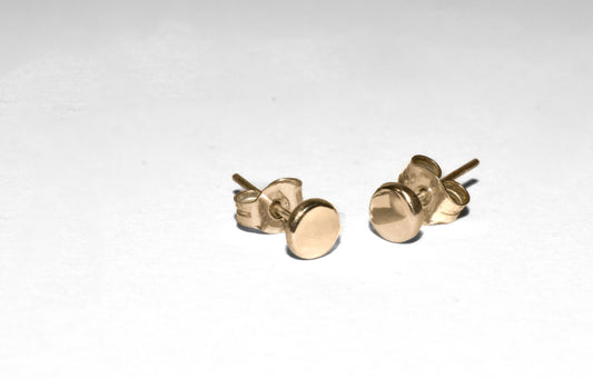 Buttons | Handmade 14k Yellow Gold Flat Disc Stud Earrings