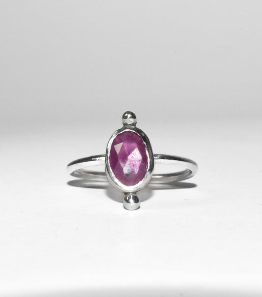 One of a Kind | Handmade Sterling Silver Rosecut Pink Star Sapphire Ring Size 8