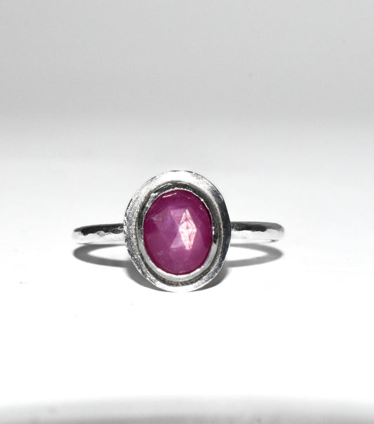 One of a Kind | Handmade Sterling Silver Rosecut Pink Star Sapphire Ring Size 7.5