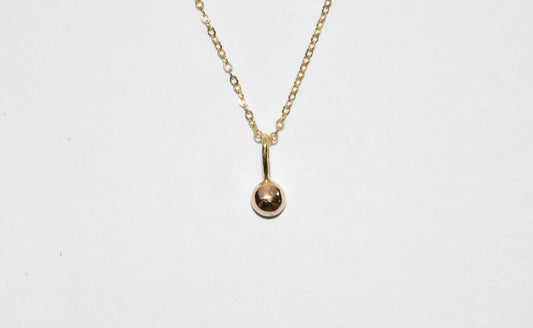Dew Drop Necklace | Simple Dainty Solid 10k Yellow Gold Ball Pendant