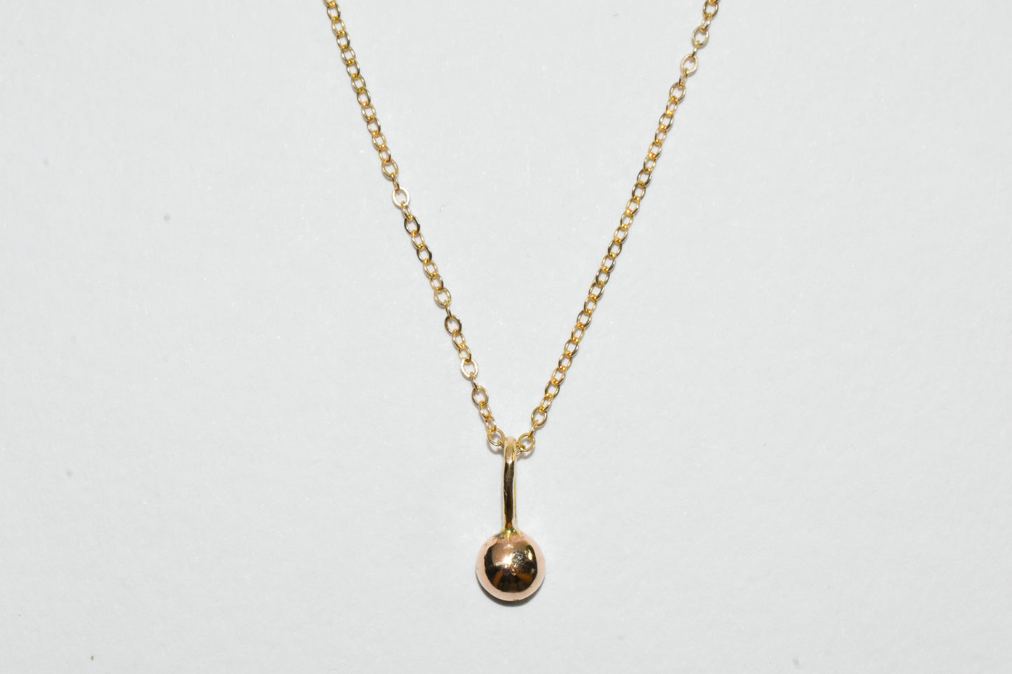 Dew Drop Necklace | Simple Dainty Solid 10k Yellow Gold Ball Pendant