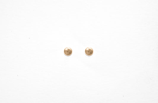 Buttons | Handmade 10k Yellow Gold Flat Disc Stud Earrings