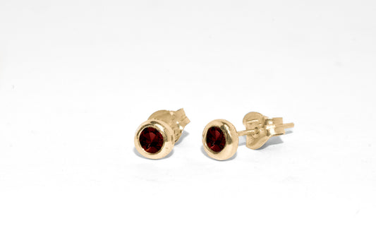 Dew Drop Studs | Handmade 10k Yellow Gold Birthstone Stud Earrings | Birthstone & Diamond