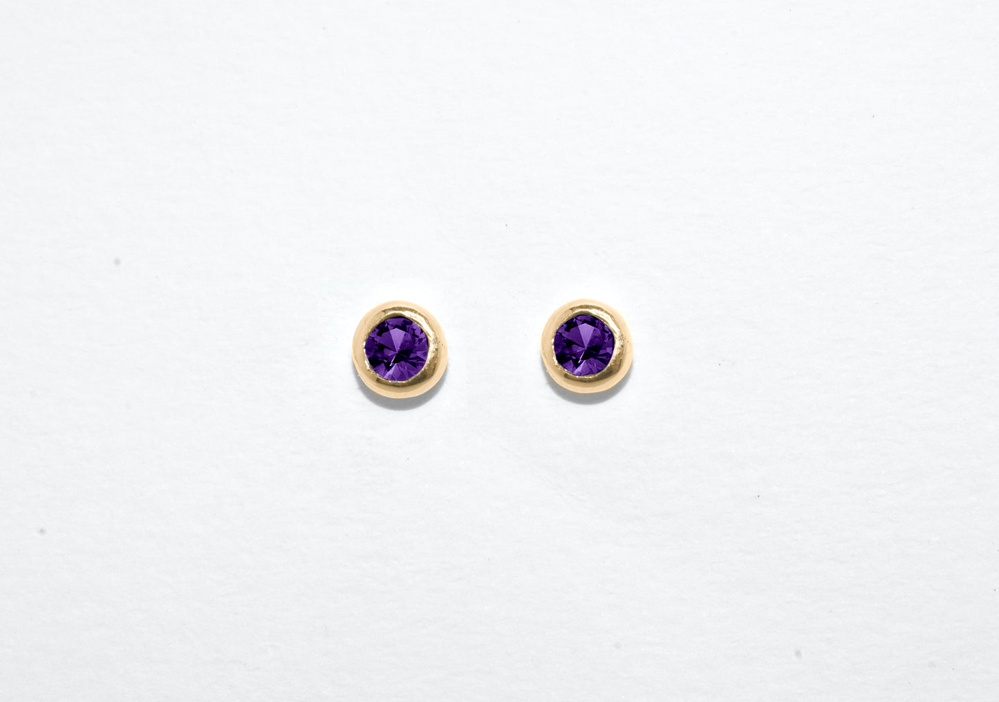 Dew Drop Studs | Handmade 10k Yellow Gold Birthstone Stud Earrings | Birthstone & Diamond