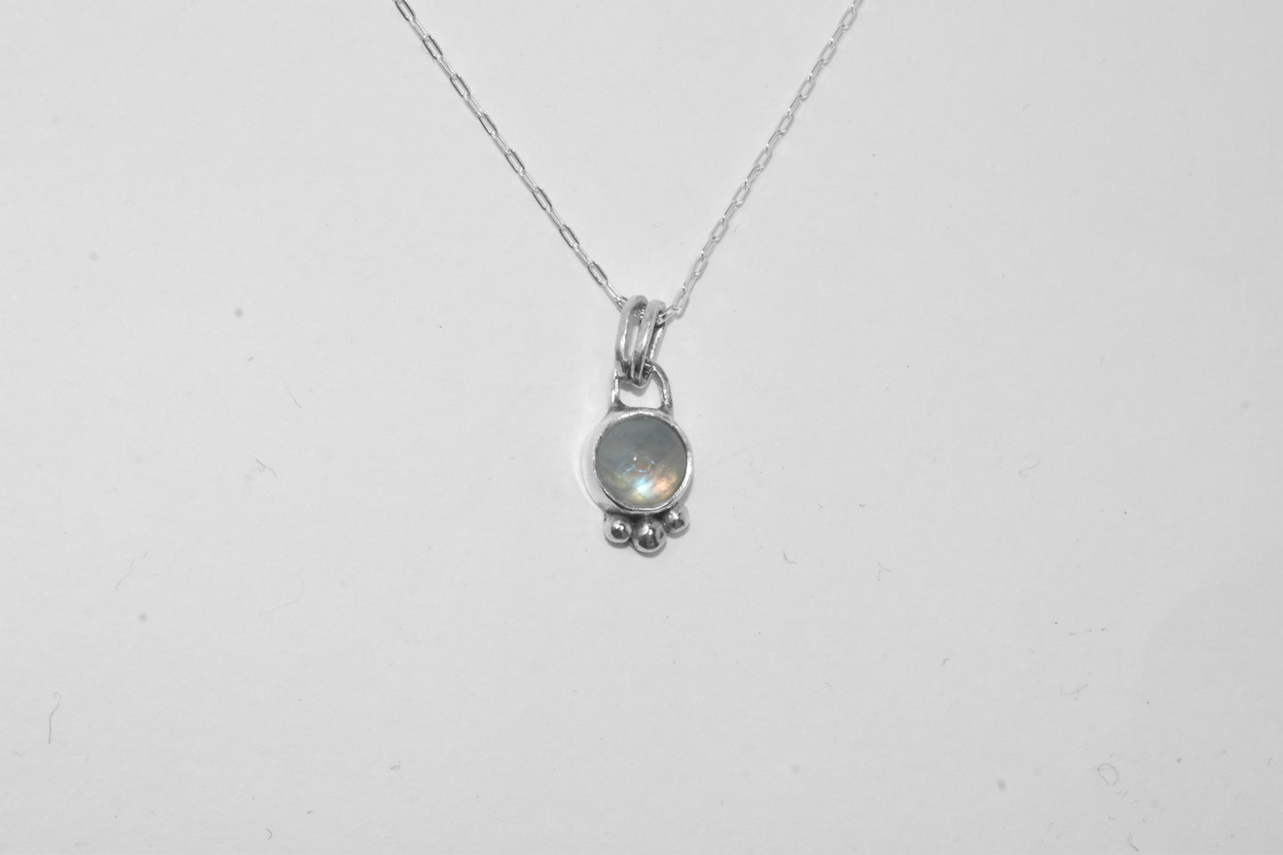 One of a Kind | Handmade Sterling Silver Rainbow Moonstone Necklace