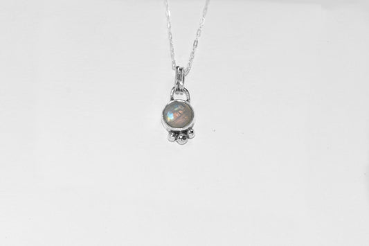 One of a Kind | Handmade Sterling Silver Rainbow Moonstone Necklace