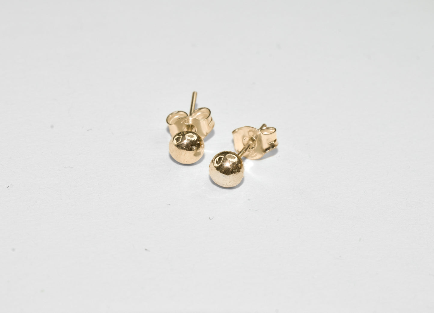 Dew Drop Studs | Handmade Simple Solid 10k Yellow Gold Everyday Ball Studs