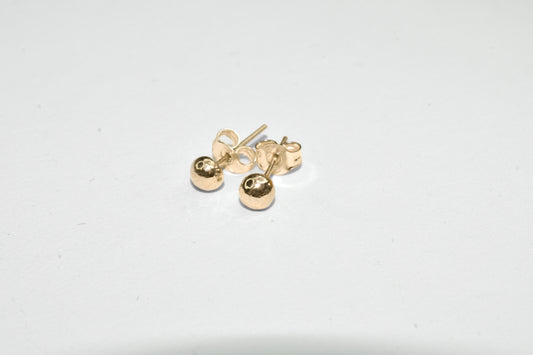 Dew Drop Studs | Handmade Simple Solid 10k Yellow Gold Everyday Ball Studs