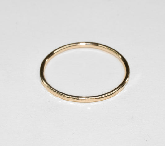 Rippled Water | Solid 14k Yellow Gold Simple Ripple Stacker Ring