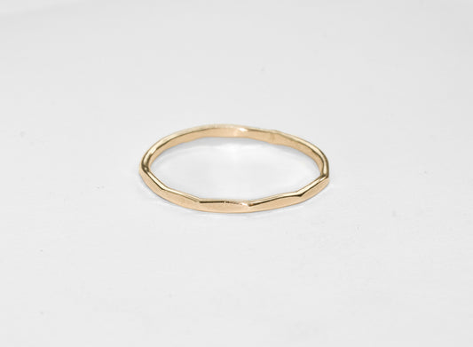 Hammered Flats | Solid 10k Yellow Gold Simple Hammered Stacker Band