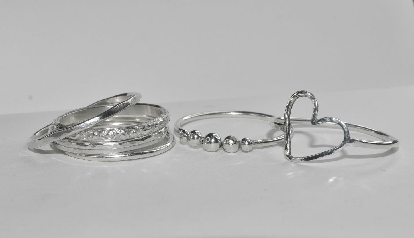 Le Floral | Simple Sterling Silver Floral Stacker Band
