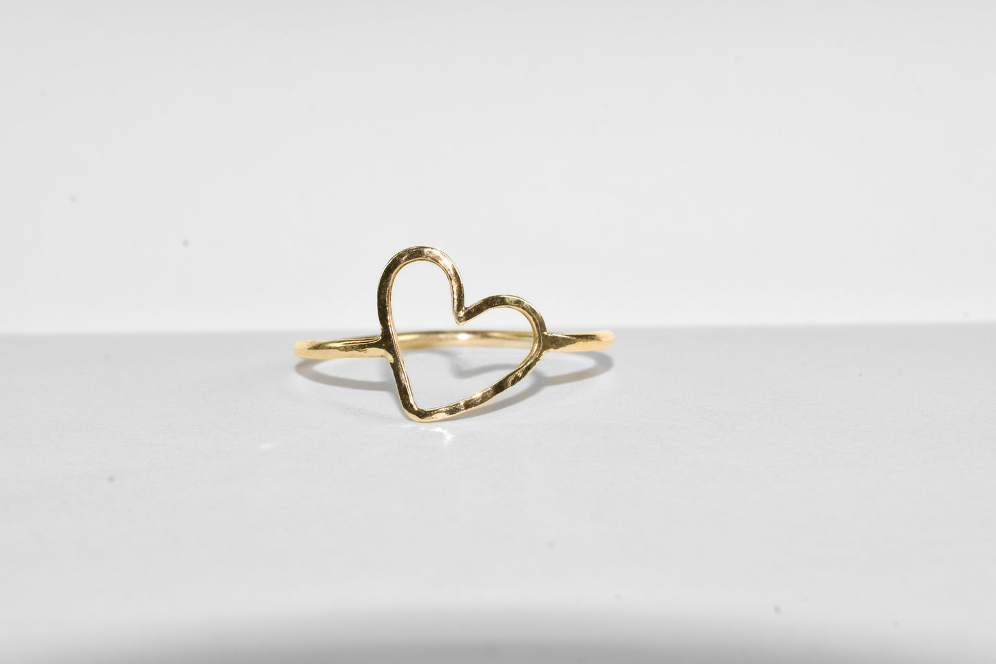 Tough Love | Solid 14k Yellow Gold Handmade Hammered Heart Statement Ring