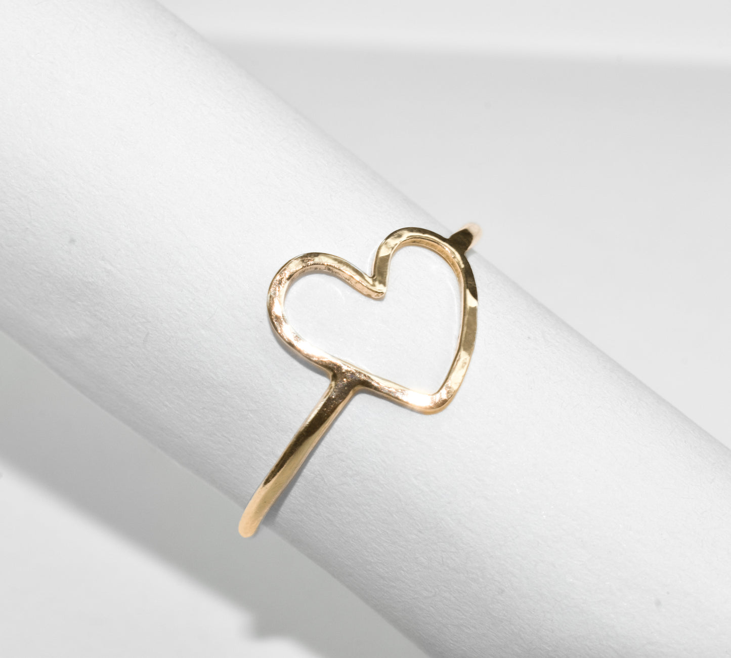 Tough Love | Solid 14k Yellow Gold Handmade Hammered Heart Statement Ring