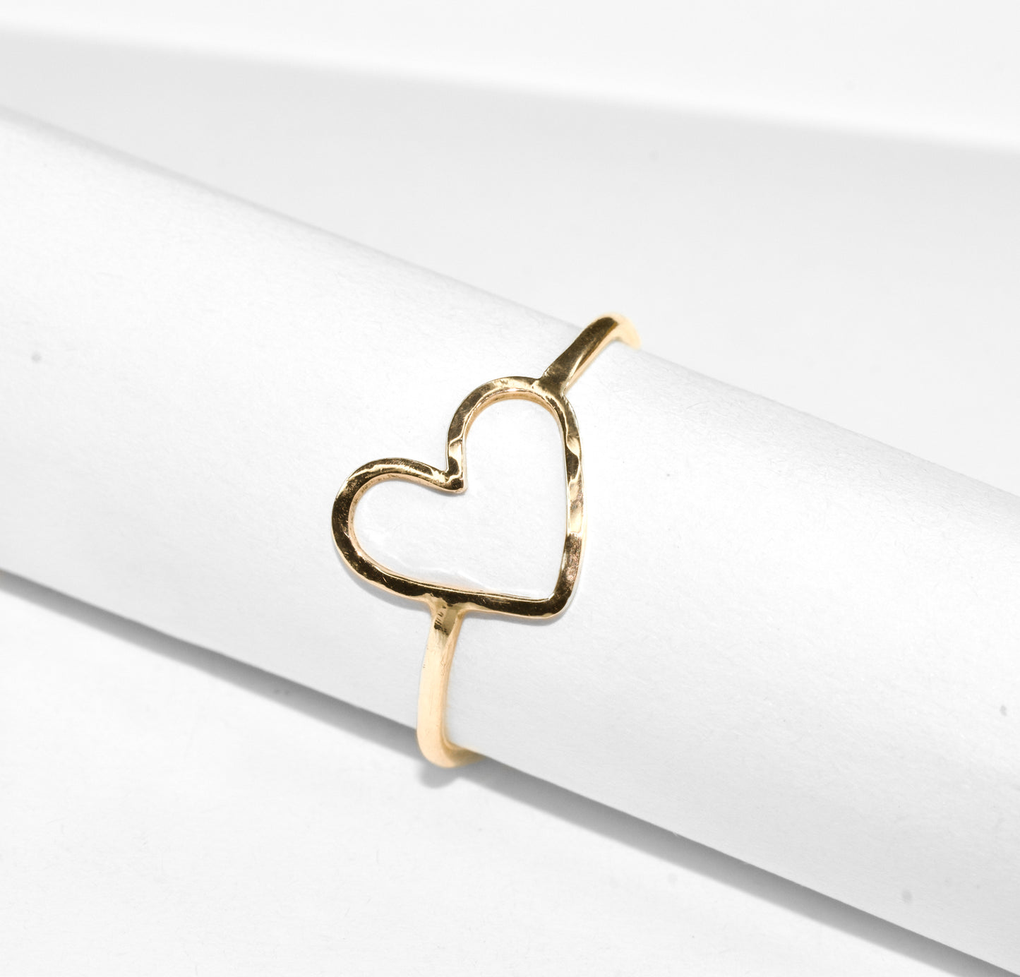 Tough Love | Solid 14k Yellow Gold Handmade Hammered Heart Statement Ring