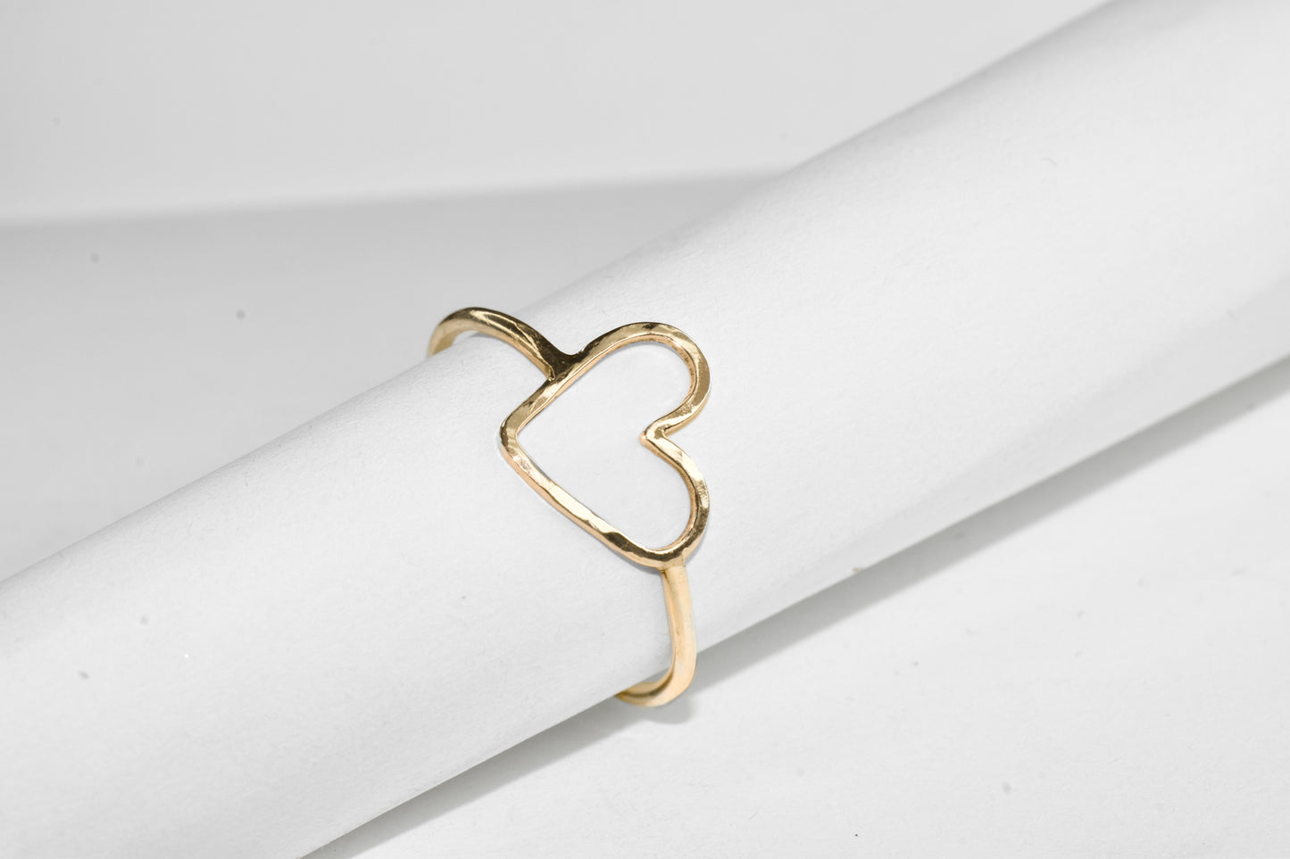 Tough Love | Solid 14k Yellow Gold Handmade Hammered Heart Statement Ring