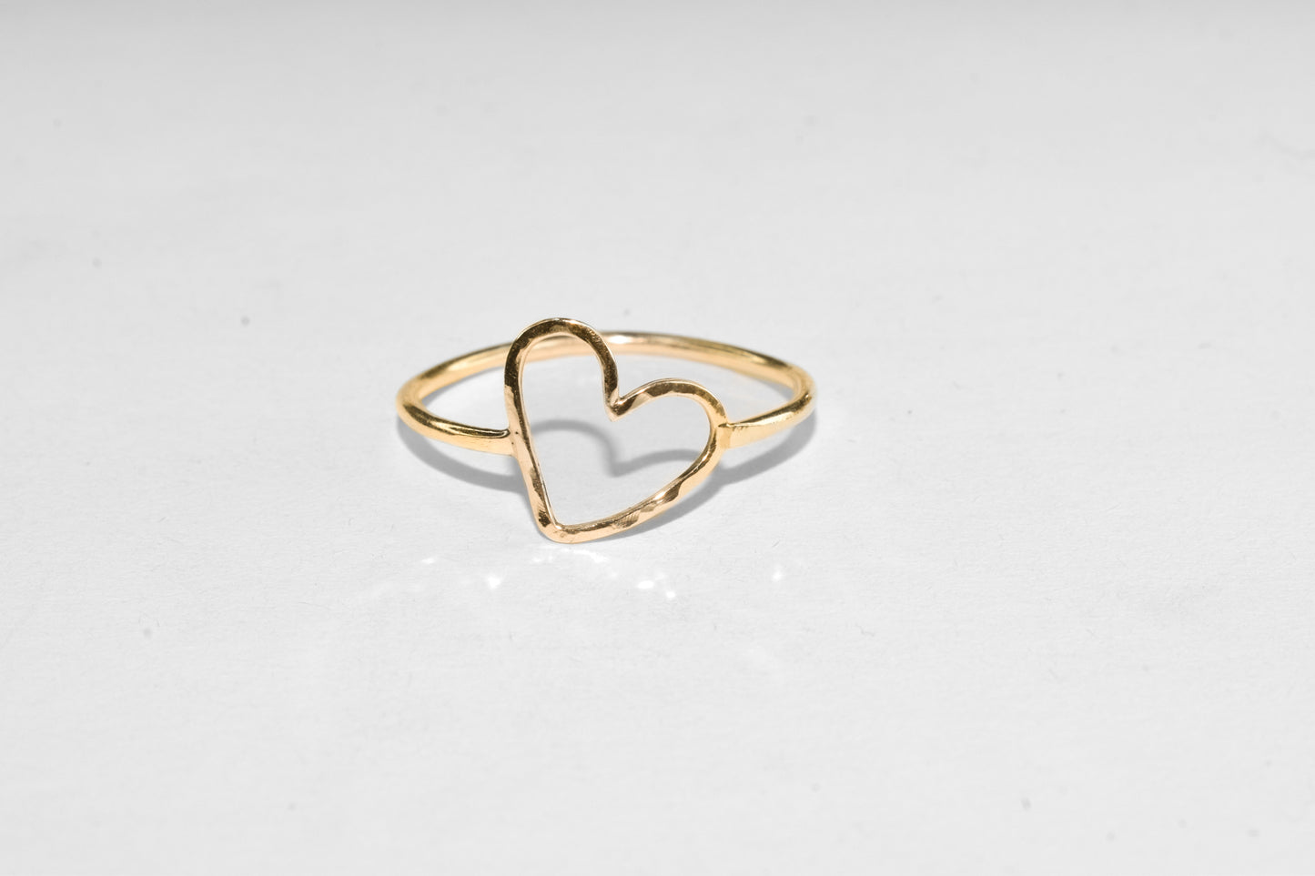 Tough Love | Solid 14k Yellow Gold Handmade Hammered Heart Statement Ring