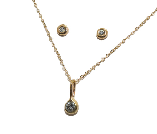 Custom Solitaire Gold & Diamond Pendant | Diamond Studs | Statement Textured Gold Coin Pendant | Custom Created Heirloom Redesign