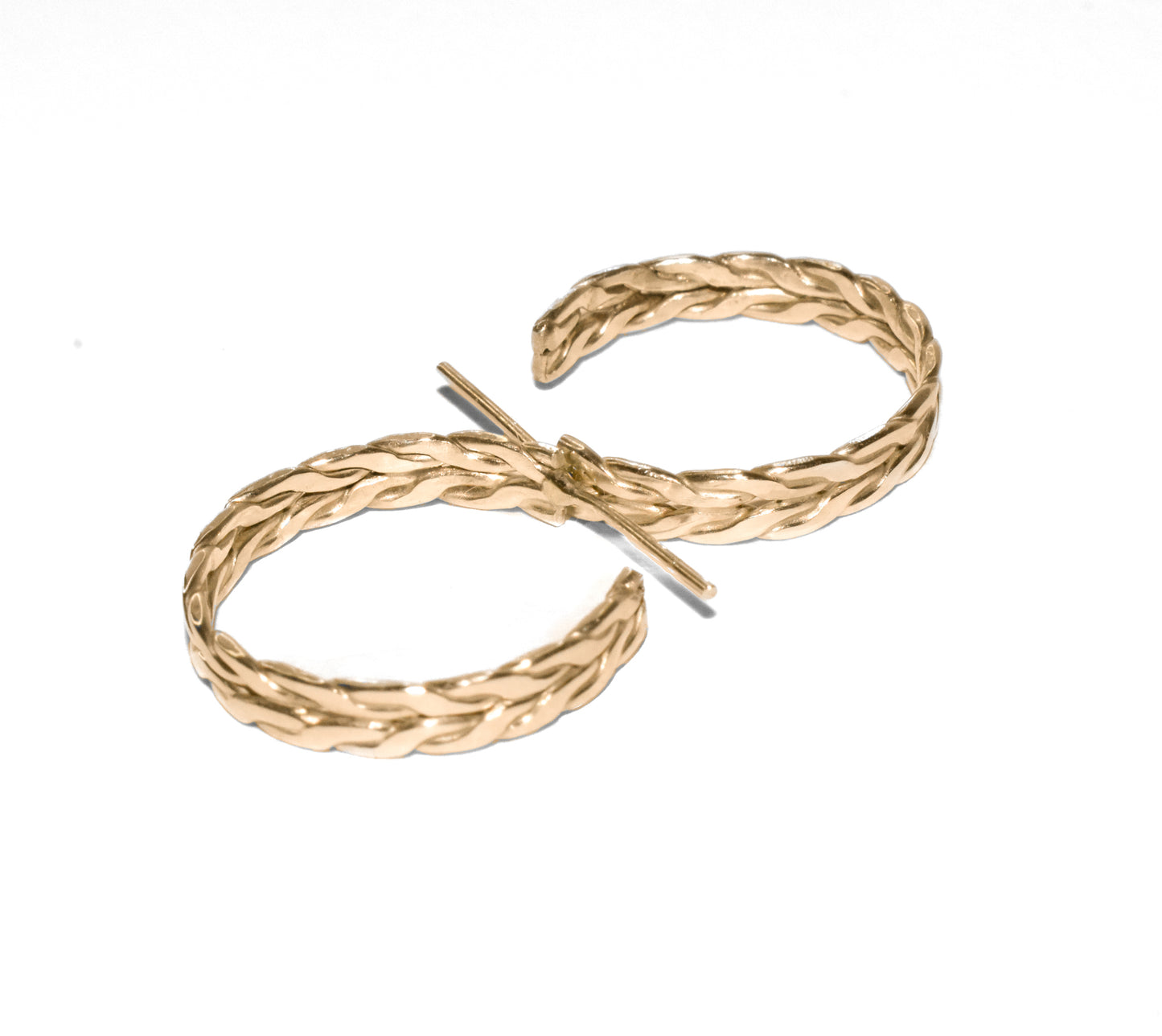 Herring Bone Hoops | Handmade 10K Yellow Gold Hoop Earrings