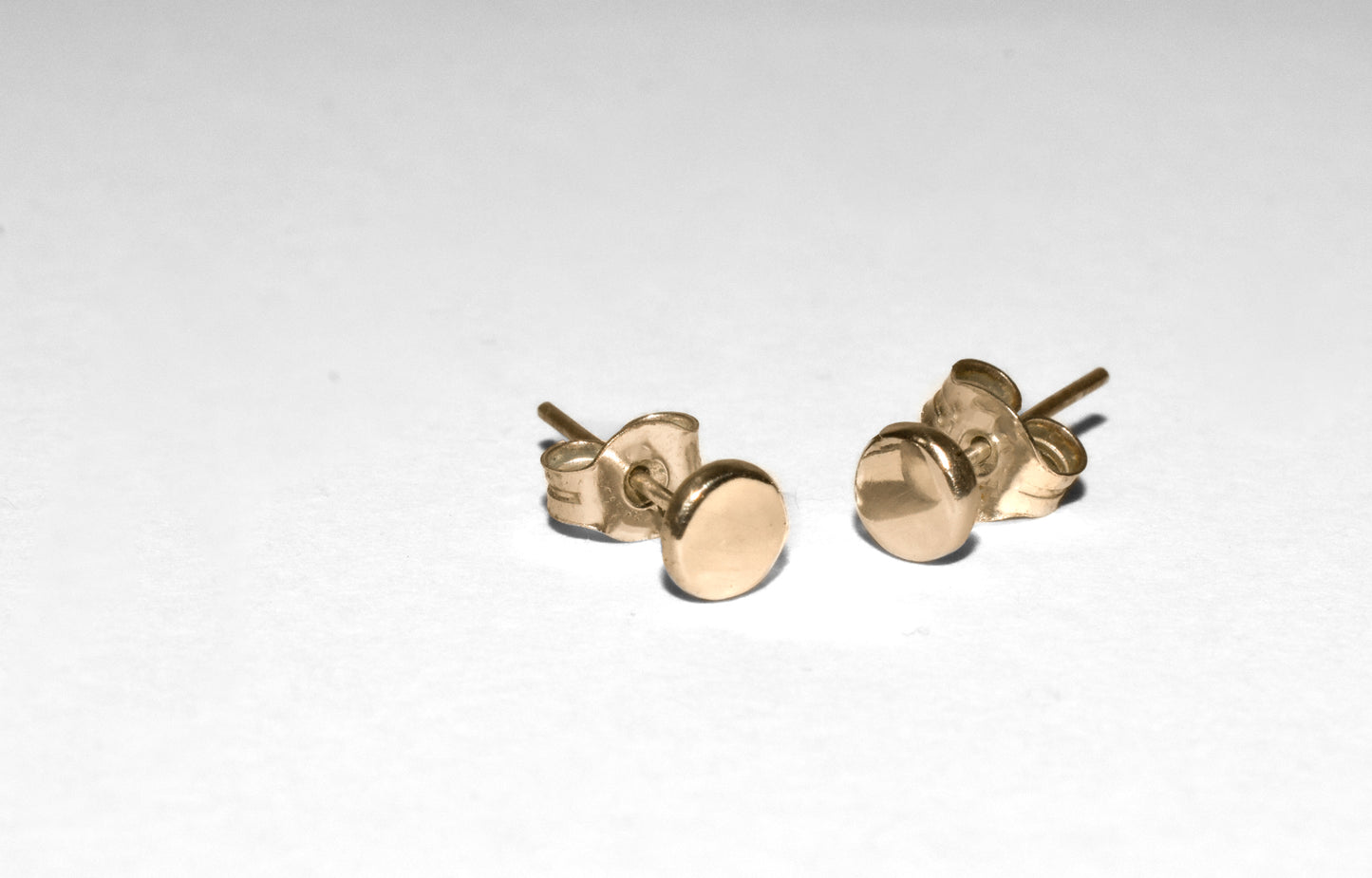 Buttons | Handmade 10k Yellow Gold Flat Disc Stud Earrings