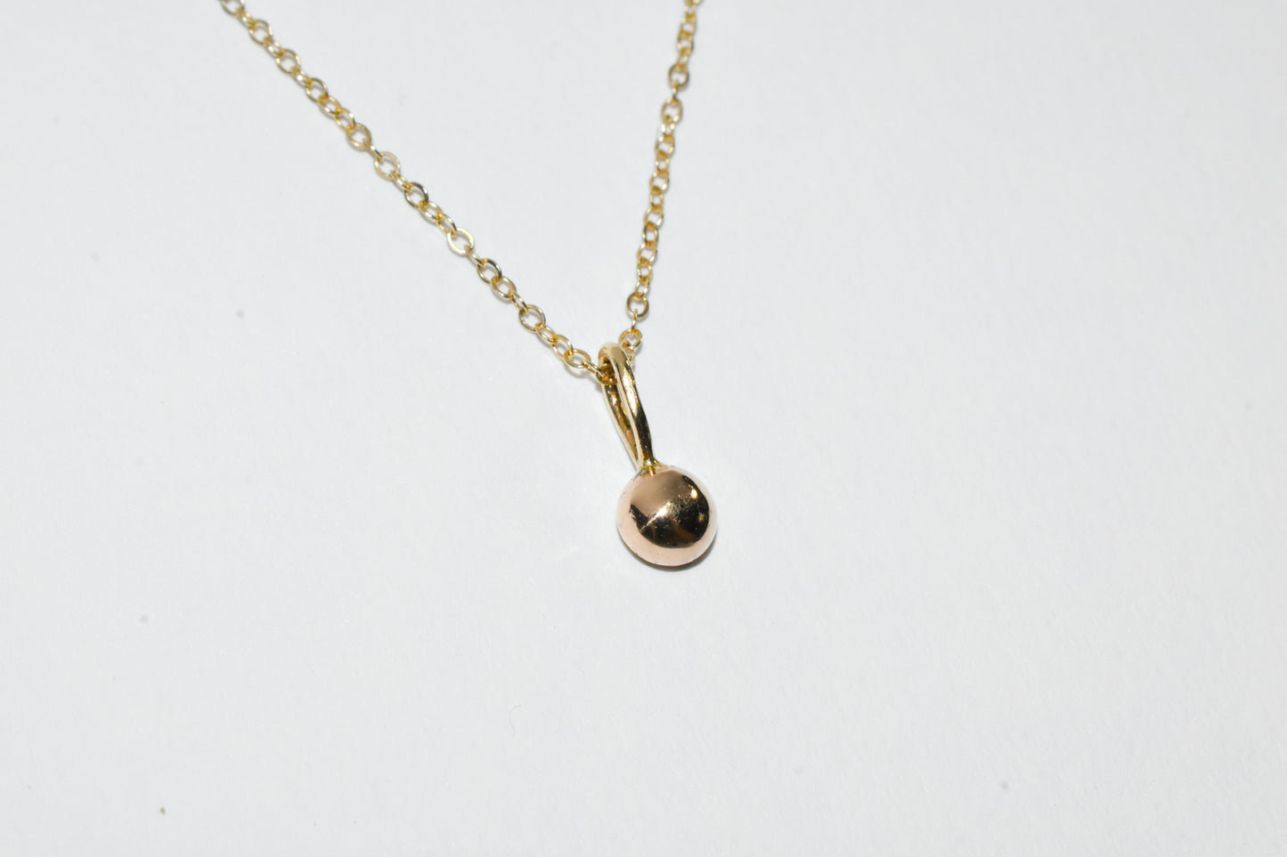 Dew Drop Necklace | Simple Dainty Solid 10k Yellow Gold Ball Pendant