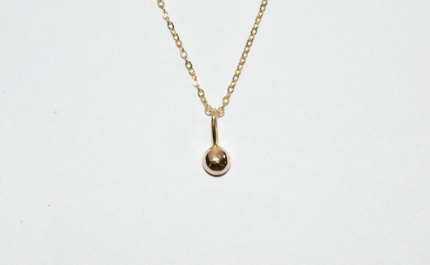 Dew Drop Necklace | Simple Dainty Solid 10k Yellow Gold Ball Pendant