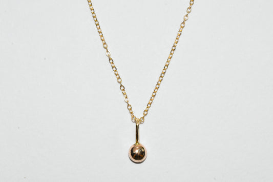 Dew Drop Necklace | Simple Dainty Solid 10k Yellow Gold Ball Pendant