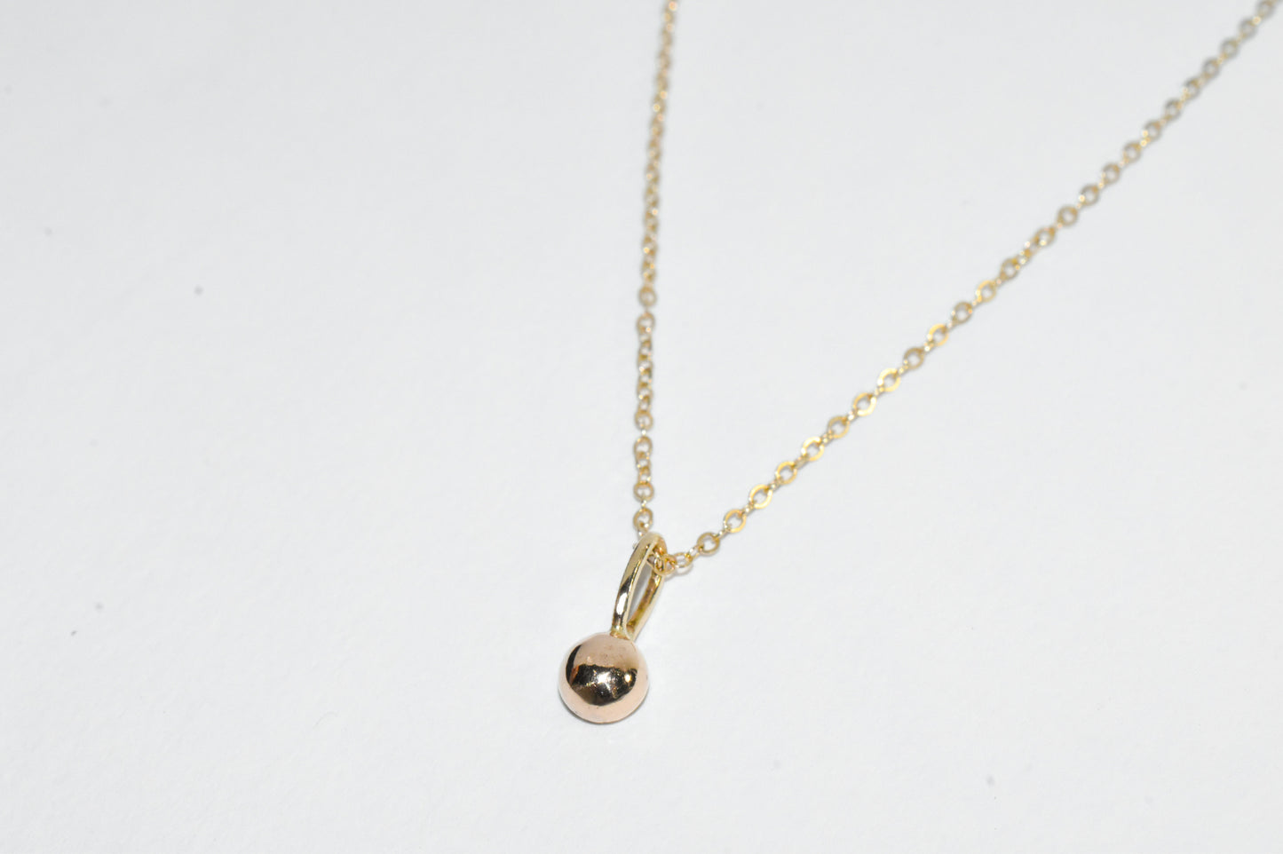 Dew Drop Necklace | Simple Dainty Solid 10k Yellow Gold Ball Pendant