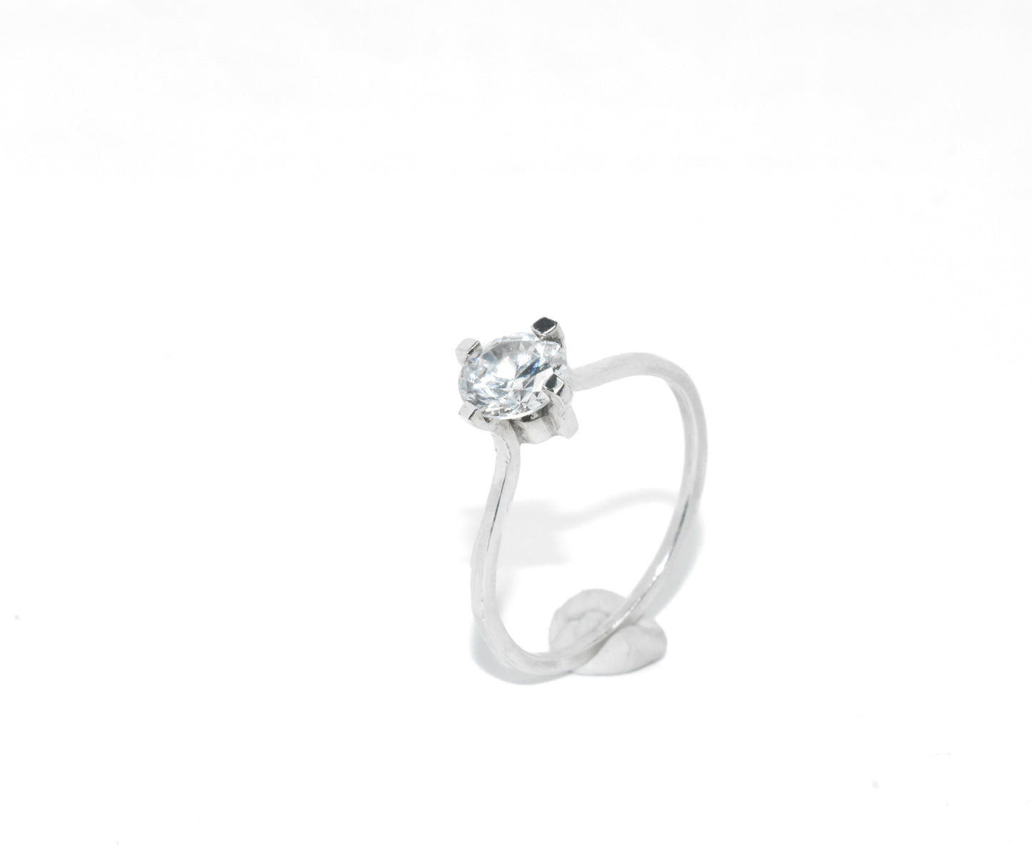 Clara | Classic Round Engagement Ring in Sterling Silver | Custom Gemstone Options