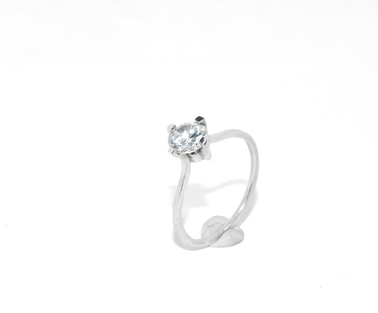 Clara | Classic Round Engagement Ring in Sterling Silver | Custom Gemstone Options