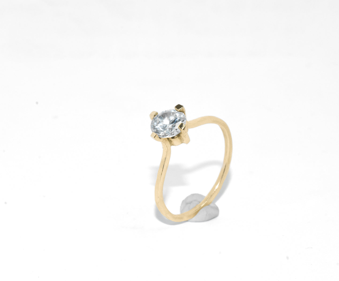 Clara | Classic Round Engagement Ring in 14k Yellow Gold | Custom Gemstone Options