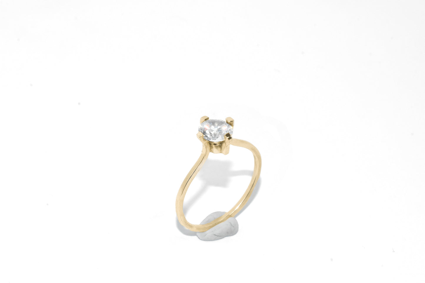 Clara | Classic Round Engagement Ring in 14k Yellow Gold | Custom Gemstone Options