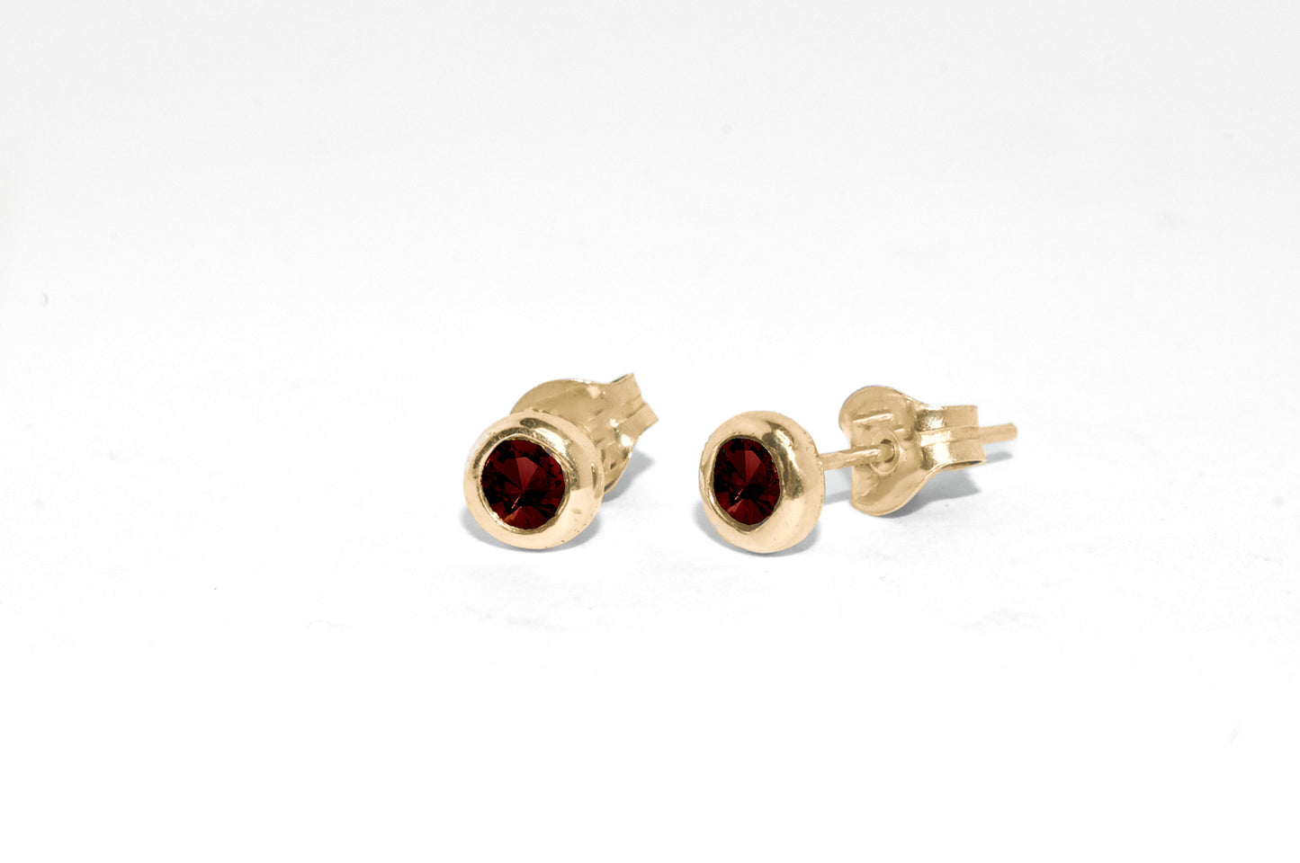 Dew Drop Studs | Handmade 14k Yellow Gold Birthstone Stud Earrings | Birthstone & Diamond