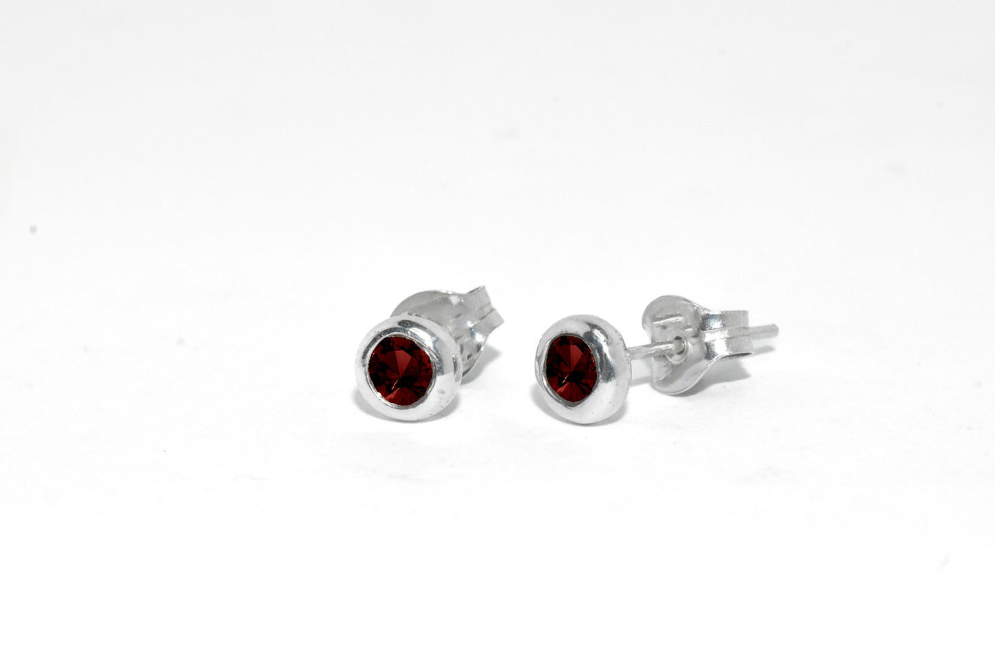 Dew Drop Studs | Handmade Sterling Silver Birthstone Stud Earrings | Birthstone & Diamond