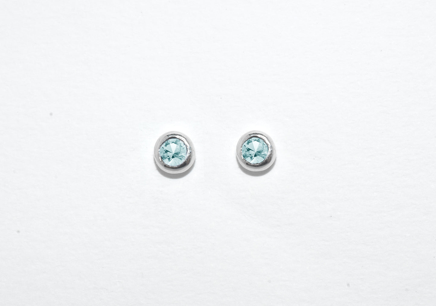 Dew Drop Studs | Handmade Sterling Silver Birthstone Stud Earrings | Birthstone & Diamond