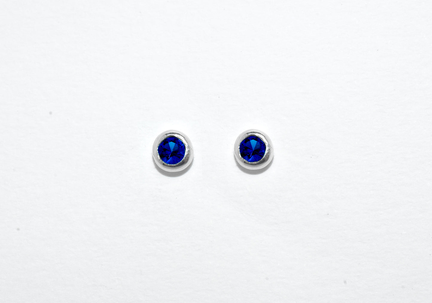 Dew Drop Studs | Handmade Sterling Silver Birthstone Stud Earrings | Birthstone & Diamond