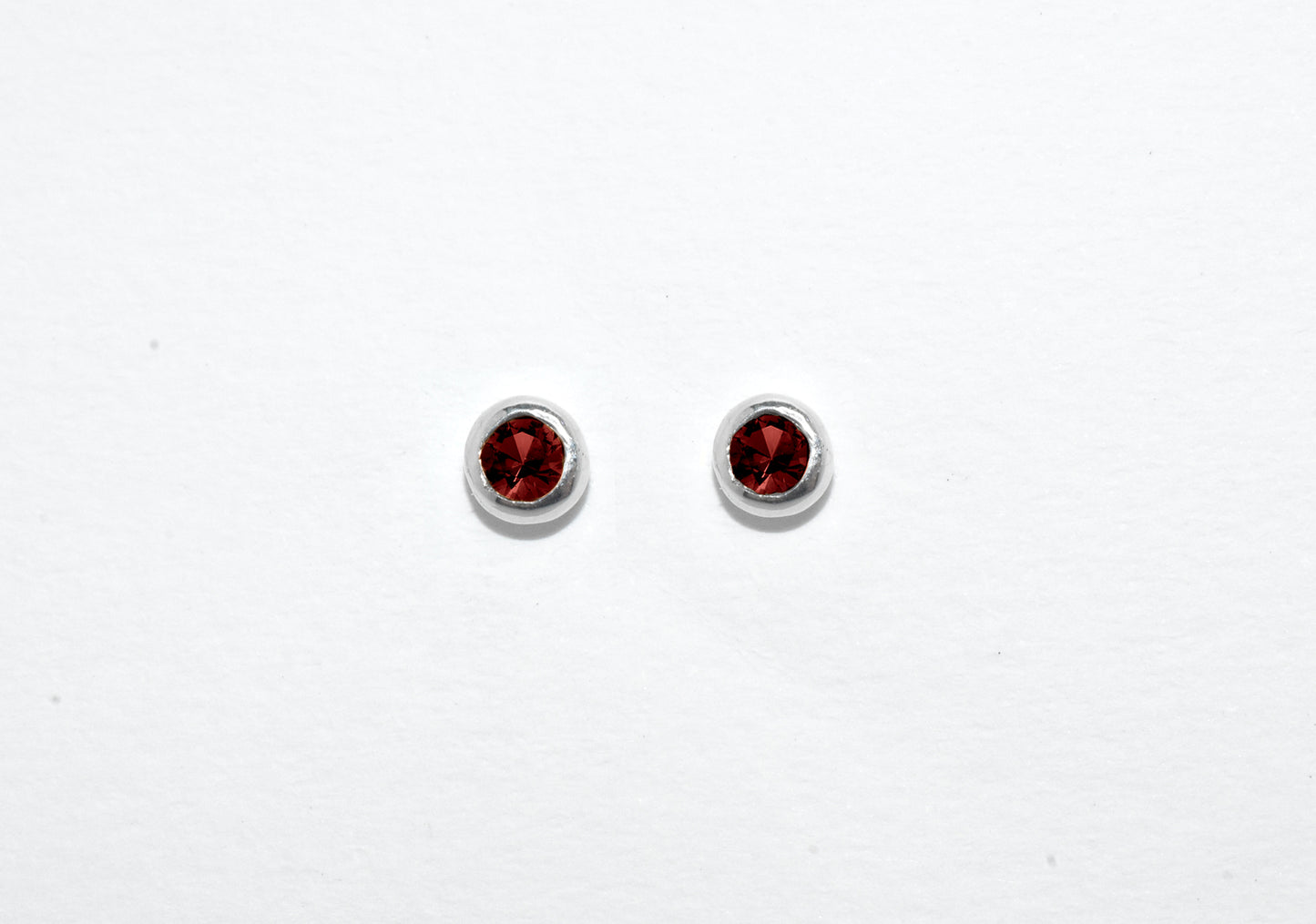 Dew Drop Studs | Handmade Sterling Silver Birthstone Stud Earrings | Birthstone & Diamond