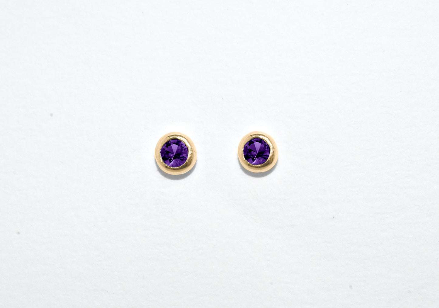 Dew Drop Studs | Handmade 14k Yellow Gold Birthstone Stud Earrings | Birthstone & Diamond