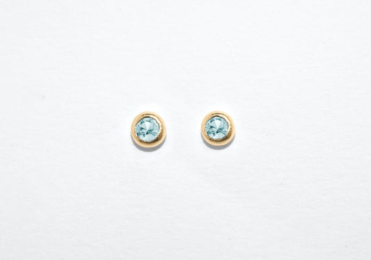 Dew Drop Studs | Handmade 10k Yellow Gold Birthstone Stud Earrings | Birthstone & Diamond