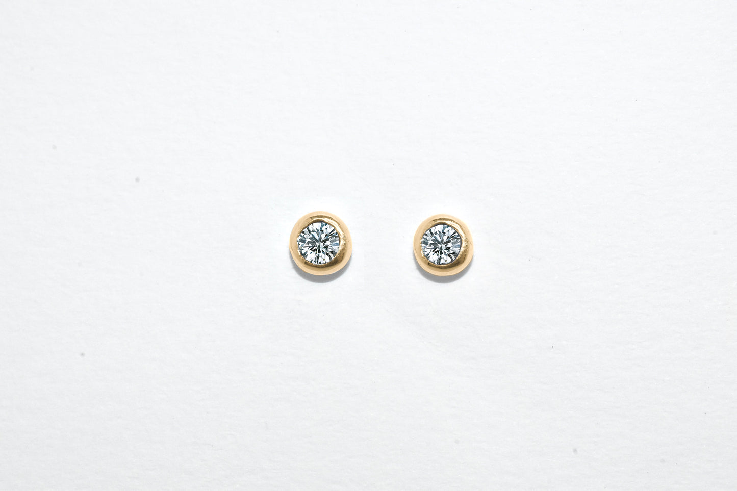 Dew Drop Studs | Handmade 14k Yellow Gold Birthstone Stud Earrings | Birthstone & Diamond