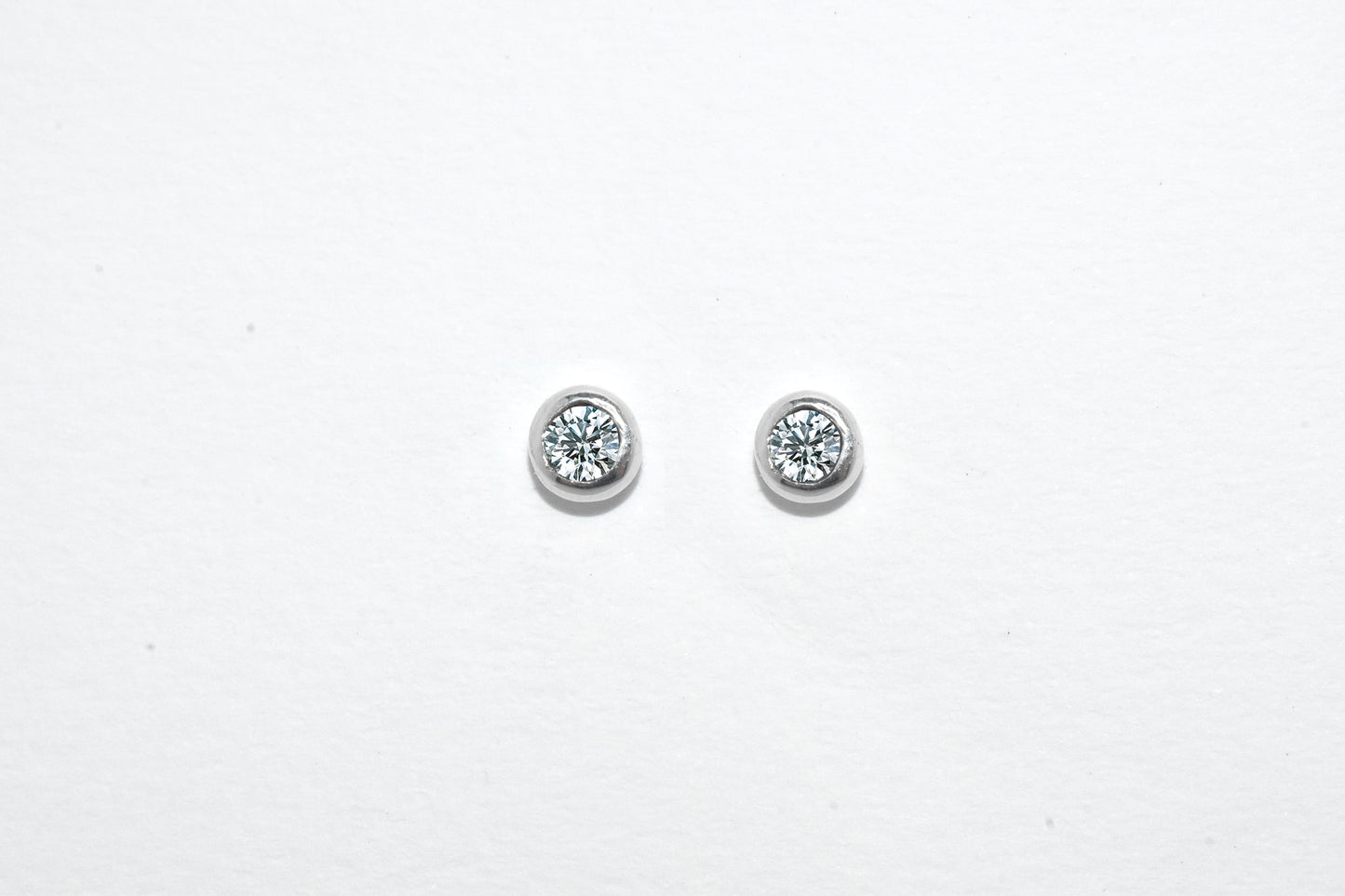 Dew Drop Studs | Handmade Sterling Silver Birthstone Stud Earrings | Birthstone & Diamond