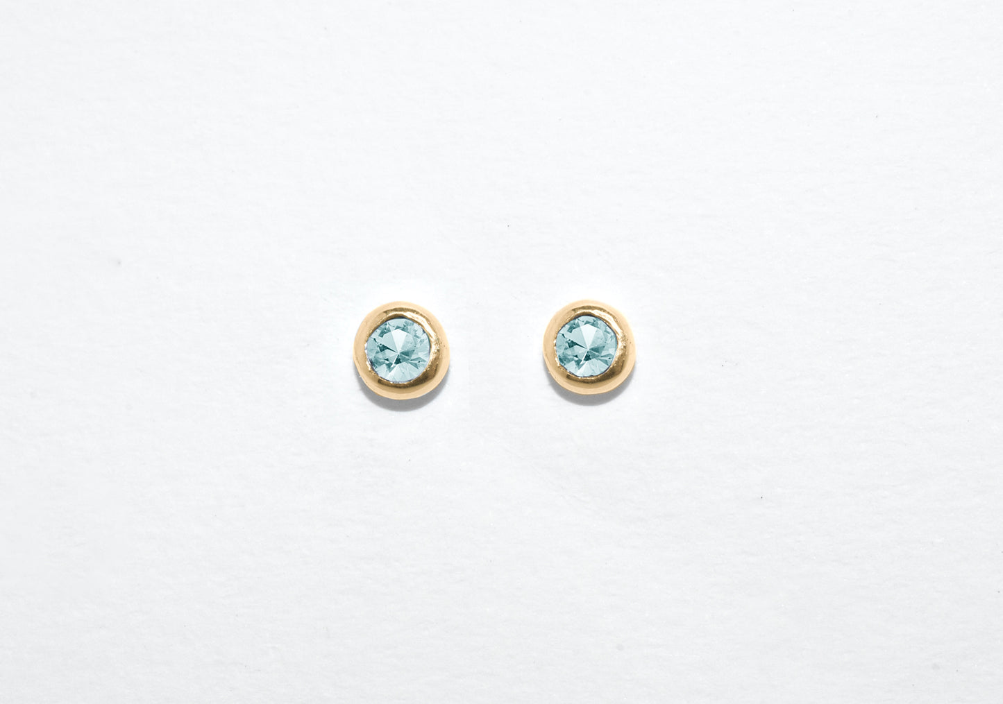 Dew Drop Studs | Handmade 14k Yellow Gold Birthstone Stud Earrings | Birthstone & Diamond