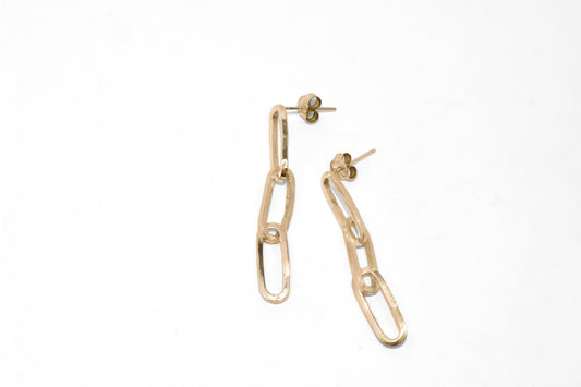 Plain Jane Dangles | Handmade 10k Yellow Gold Plain Jane Paperclip Chain Dangle Earrings