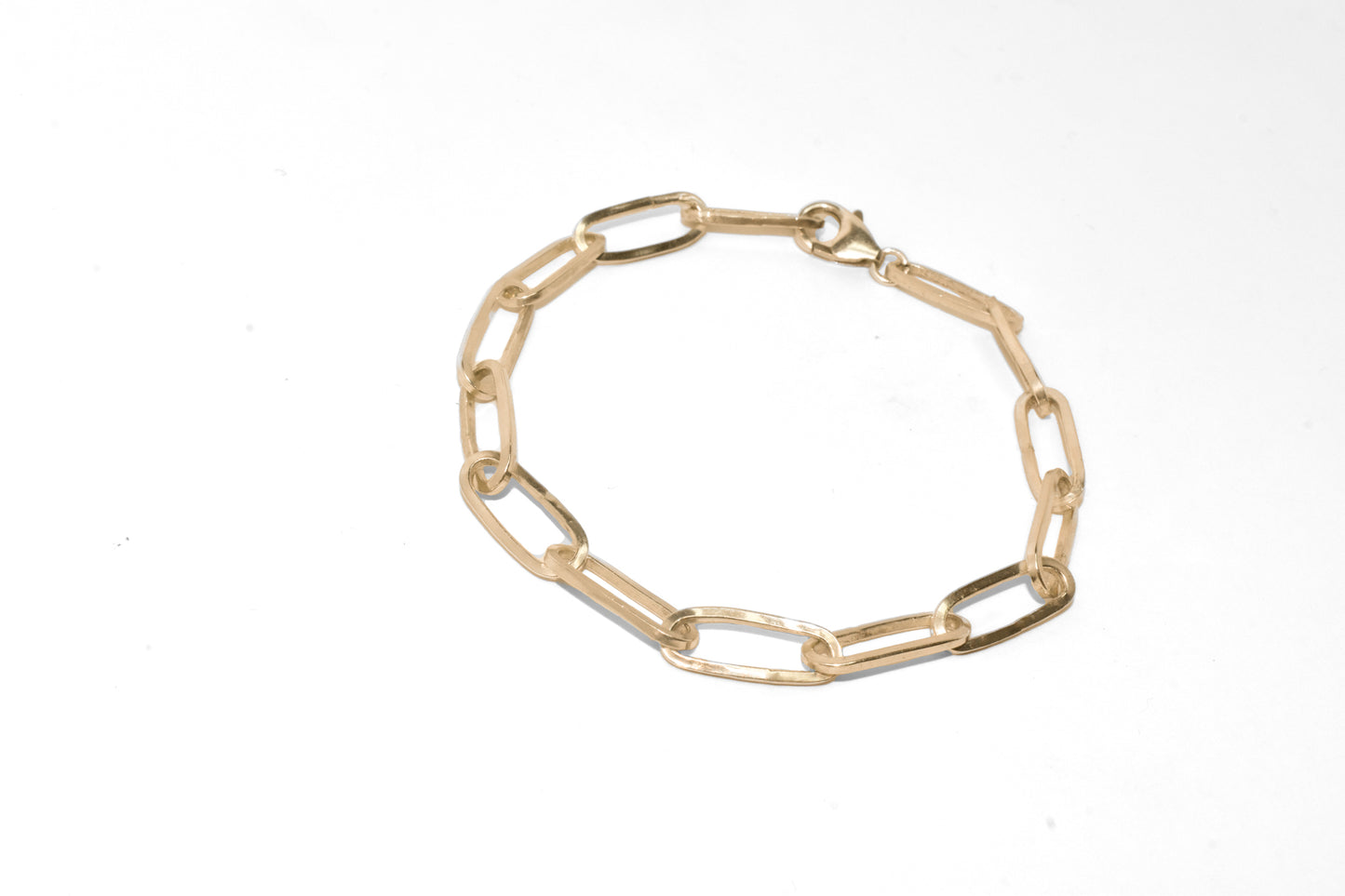 Plain Jane Bracelet | Handmade 14k Yellow Gold Plain Jane Paperclip Chain Bracelet