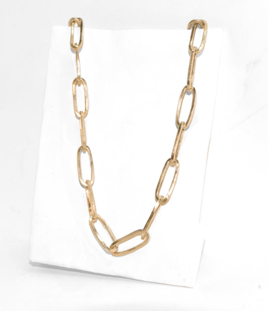 Plain Jane Necklace | Handmade 10k Yellow Gold Plain Jane Paperclip Chain Necklace