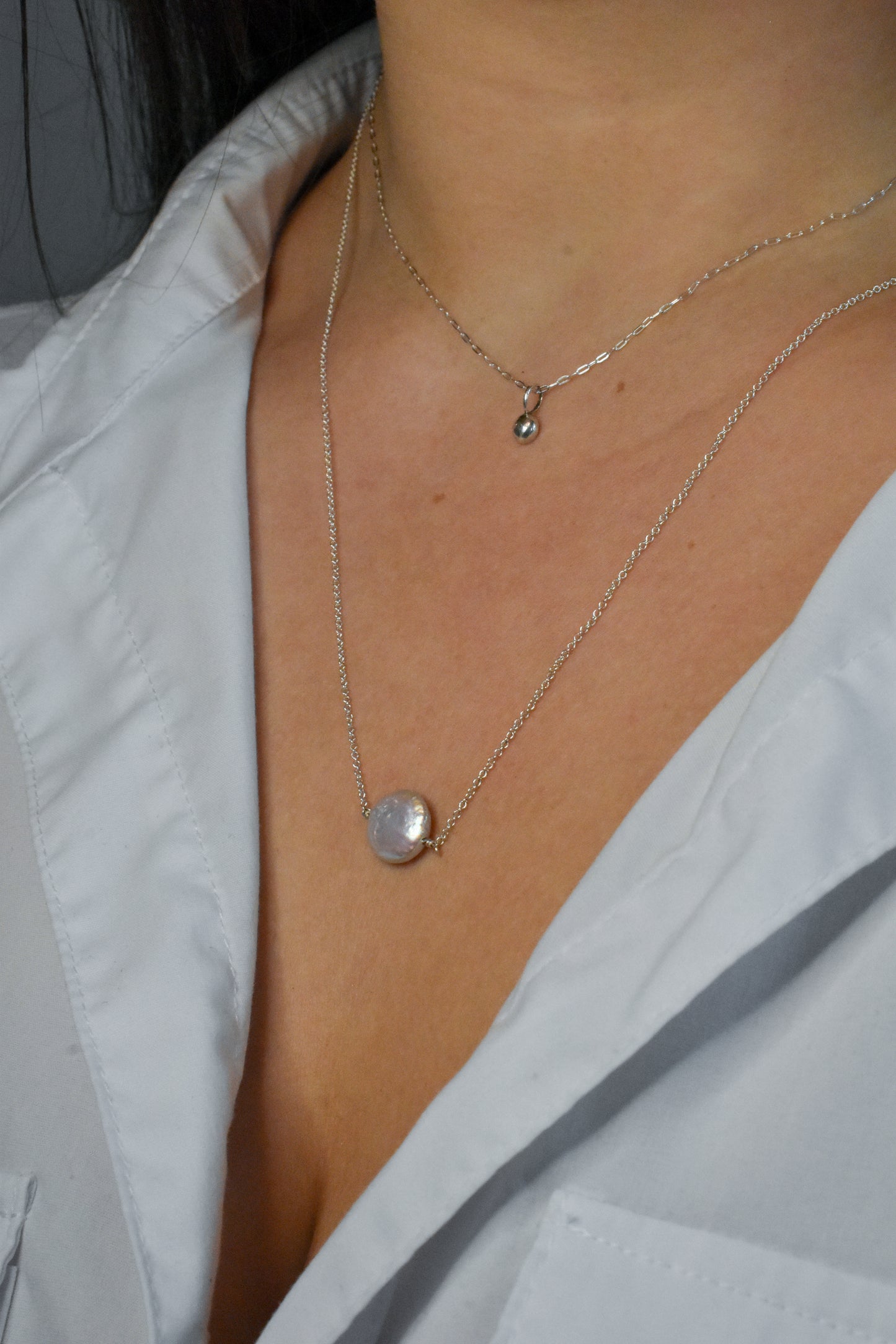 Dew Drop Necklace | Simple Dainty Sterling Silver Ball Pendant