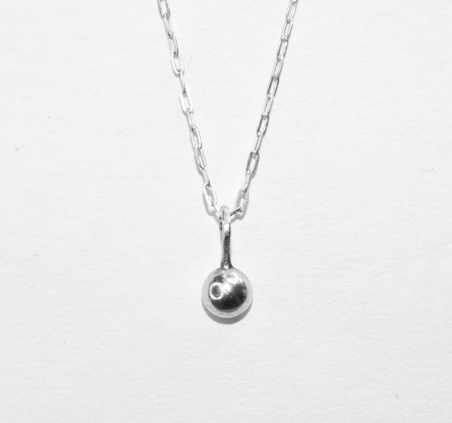 Dew Drop Necklace | Simple Dainty Sterling Silver Ball Pendant