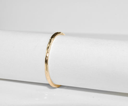 Rippled Water | Solid 10k Yellow Gold Simple Ripple Stacker Ring