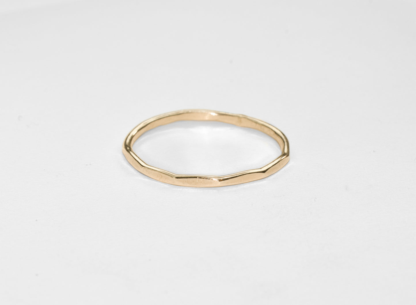 Hammered Flats | Solid 14k Yellow Gold Simple Hammered Stacker Band